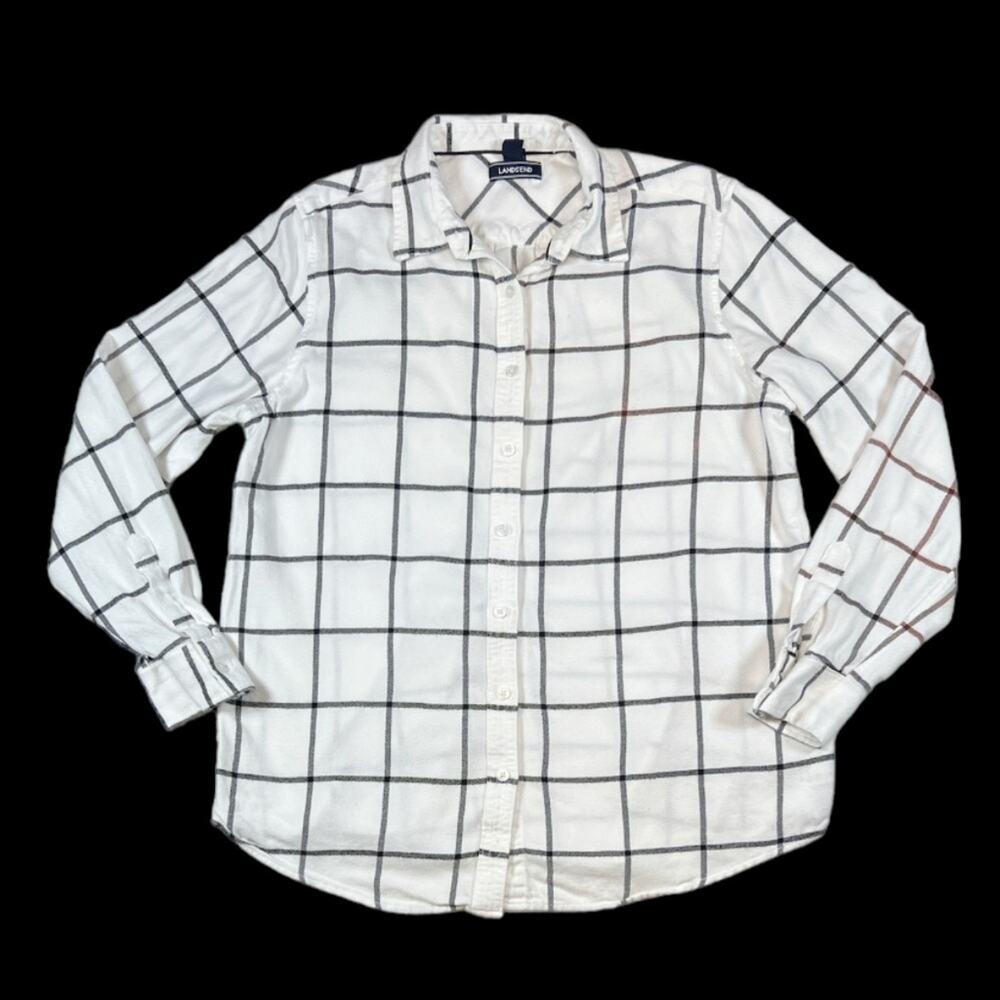 Lands'End Long Sleeve Top in White and Black | Size L